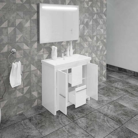 Casa Mare Alessio 36" Bathroom Vanity and Ceramic Sink Combo with LED Mirror