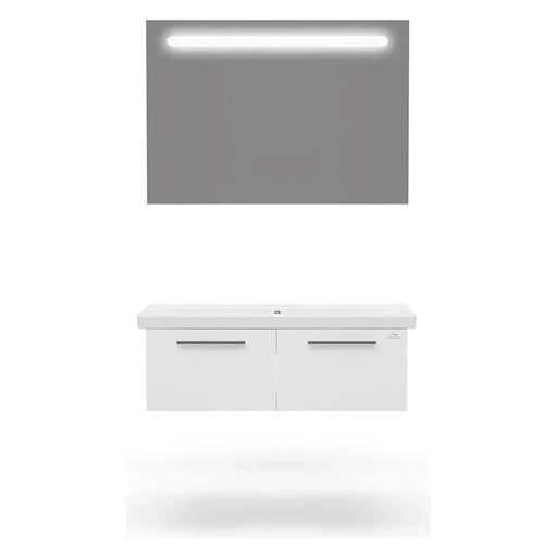 Casa Mare Aspe 40" Glossy White Bathroom Vanity and Ceramic Sink Combo with LED Mirror