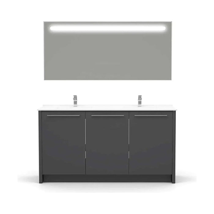 Casa Mare Benna 63" Bathroom Vanity and Double Sink Combo with LED Mirror