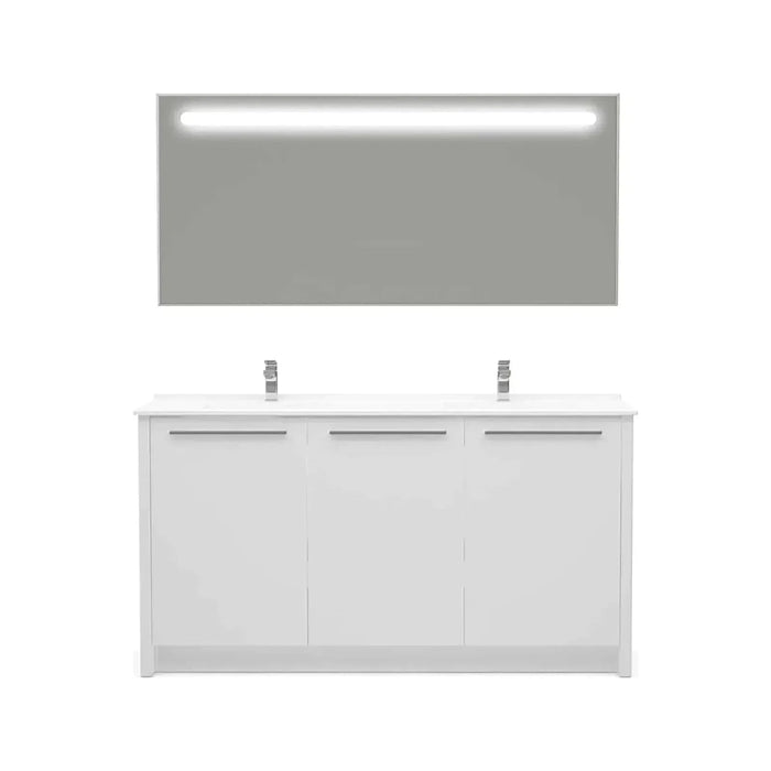 Casa Mare Benna 63" Bathroom Vanity and Double Sink Combo with LED Mirror