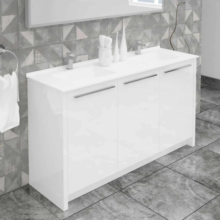 Casa Mare Benna 63" Bathroom Vanity and Double Sink Combo with LED Mirror