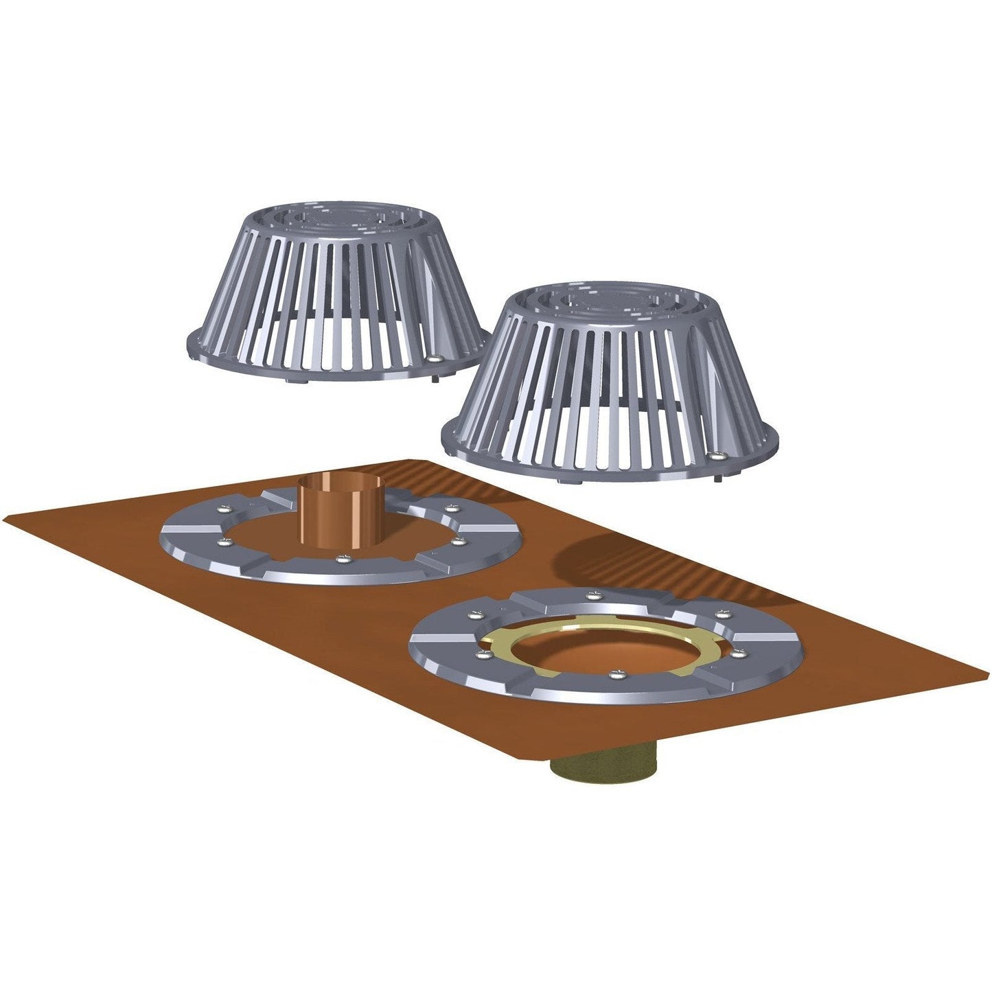 Copperlab Commercial Bottom Outlet Roof Drain with Overflow -  RDCRD2NH