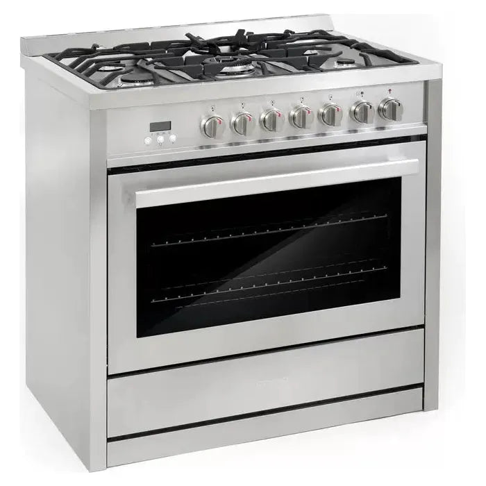 Cosmo 2-Piece Kitchen, 36" Dual Fuel Range and 36" Wall Mount Range Hood COS-2PKG-025