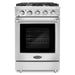 Cosmo 24'' Slide-In Freestanding Gas Range with 4 Sealed Burners, Cast Iron Grates, 3.73 cu. ft. Capacity Convection Oven in Stainless Steel COS-EPGR244