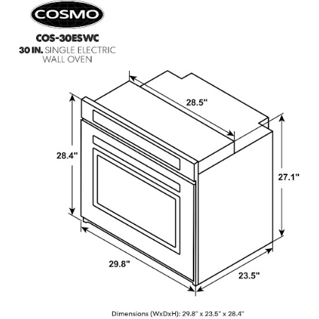 Cosmo 30" 5 cu. ft. Single Electric Wall Oven with True European Convection and Self Cleaning in Stainless Steel COS-30ESWC