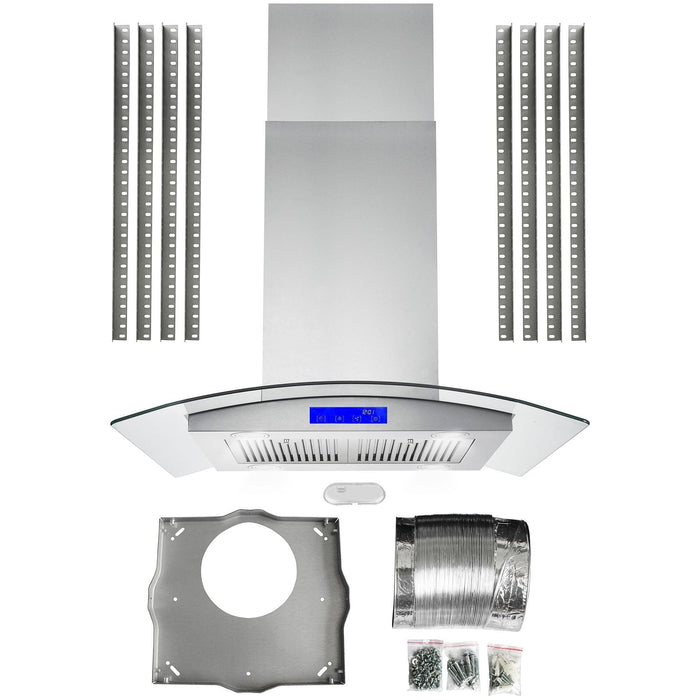 Cosmo 30" Ducted Island Range Hood in Stainless Steel with LED Lighting and Permanent Filters COS-668ICS750