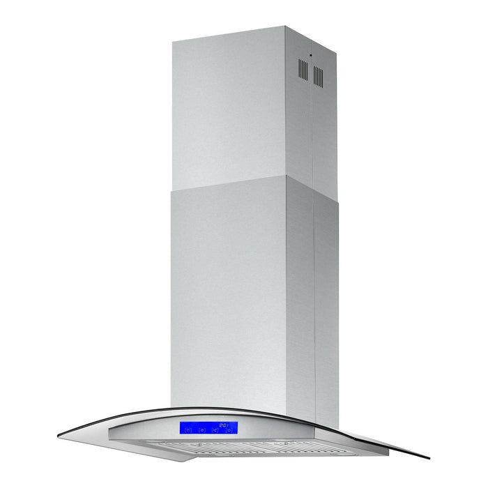 Cosmo 30" Ducted Island Range Hood in Stainless Steel with LED Lighting and Permanent Filters COS-668ICS750