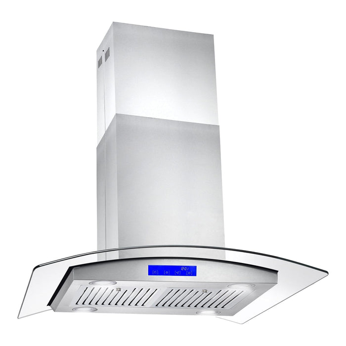 Cosmo 30" Ducted Island Range Hood in Stainless Steel with LED Lighting and Permanent Filters COS-668ICS750