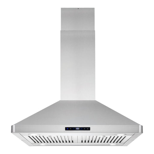 Cosmo 30" Island Range Hood with 3-Speed Fan, 380 CFM, Permanent Filters, LED Lights, Soft Touch Controls, Ducted Kitchen Vent Hood Extractor in Stainless Steel COS-63ISS75