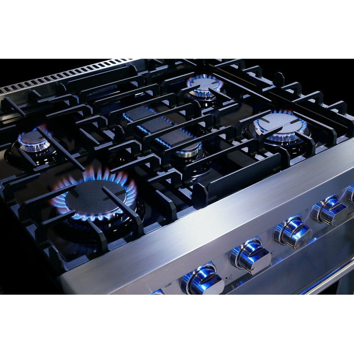 Cosmo 30'' Slide-In Freestanding Gas Range with 5 Sealed Burners, Cast Iron Grates, 4.5 cu. ft. Capacity Convection Oven in Stainless Steel COS-EPGR304