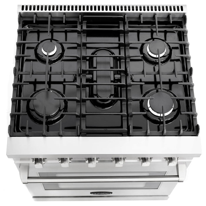 Cosmo 30'' Slide-In Freestanding Gas Range with 5 Sealed Burners, Cast Iron Grates, 4.5 cu. ft. Capacity Convection Oven in Stainless Steel COS-EPGR304