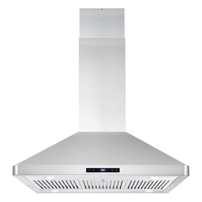 Cosmo 36" Ducted Island Range Hood with 380 CFM, 3-Speed Fan, Permanent Filters, LED Lights in Stainless Steel COS-63ISS90