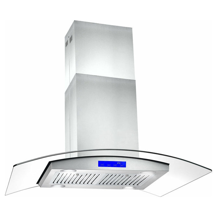 Cosmo 36"  Ductless Island Range Hood in Stainless Steel with LED Lighting and Carbon Filter Kit for Recirculating COS-668ICS900-DL