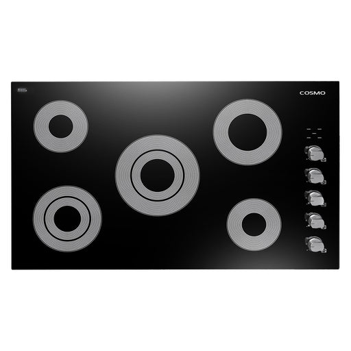 Cosmo 36" Electric Ceramic Glass Cooktop with 5 Burners, Dual Zone Elements, Hot Surface Indicator Light and Control Knobs COS-365ECC