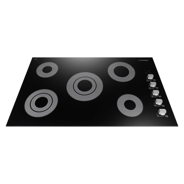 Cosmo 36" Electric Ceramic Glass Cooktop with 5 Burners, Dual Zone Elements, Hot Surface Indicator Light and Control Knobs COS-365ECC