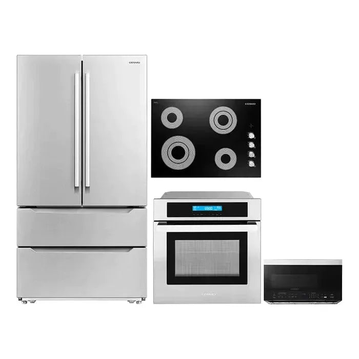 Cosmo 4 Piece, 30" Cooktop 24" Wall Oven 30" Microwave & French Door Refrigerator COS-4PKG-263