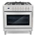 Cosmo 4 Piece, 36" Dual Fuel Range 36" Range Hood 24" Dishwasher & Refrigerator COS-4PKG-222