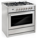 Cosmo 4 Piece, 36" Dual Fuel Range 36" Range Hood 24" Dishwasher & Refrigerator COS-4PKG-223