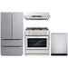 Cosmo 4-Piece, 36" Gas Range, 36" Range Hood, 24" Dishwasher and Refrigerator COS-4PKG-026