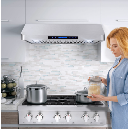 Cosmo 5-Piece Kitchen, 36" Dual Fuel Range and 36" Under Cabinet Range Hood COS-5PKG-015