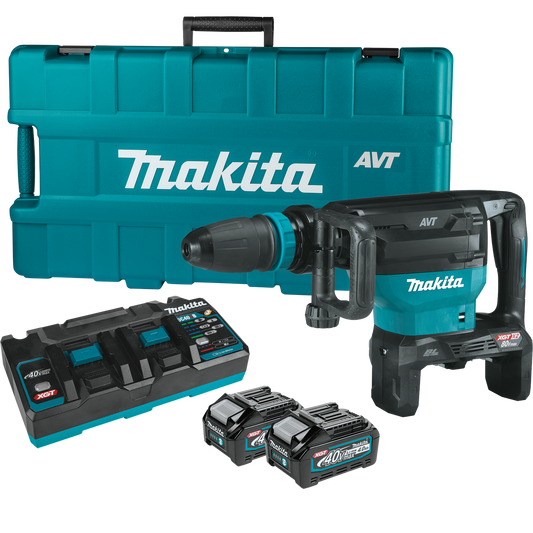 Makita (GMH02PM) 80V Max (40V Max X2) XGT Brushless 28 lb. AVT Demolition Hammer Kit, accepts SDS-MAX bits, AWS Capable - GMH02PM