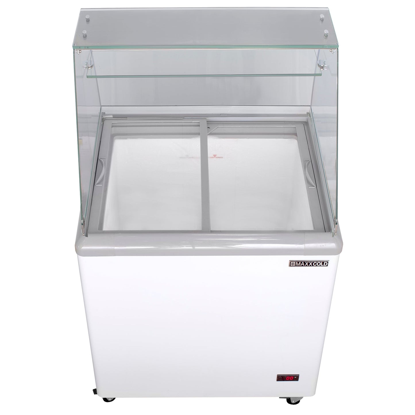 Maxx Cold Curved Glass Ice Cream Dipping Cabinet Freezer, 31.5"W,  5.8 cu. ft. Storage Capacity, Holds up to (12) Flavor Tubs, in White - MXDC-4