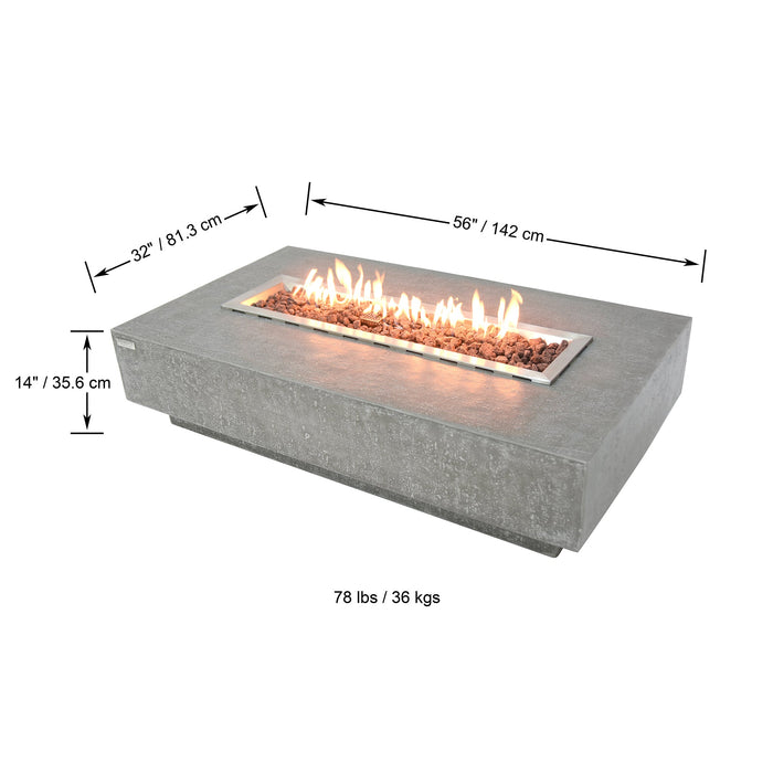 Elementi  Hampton Fire Table Rectangle Concrete Fire Pit (OFG139)