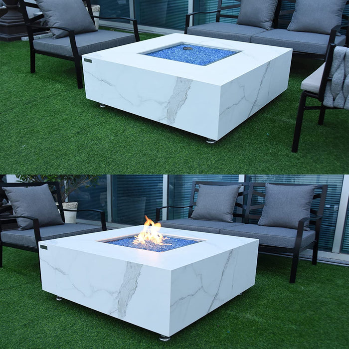 Elementi Plus OFP103BW  Bianco Marble Porcelain Fire Table (Old Version)