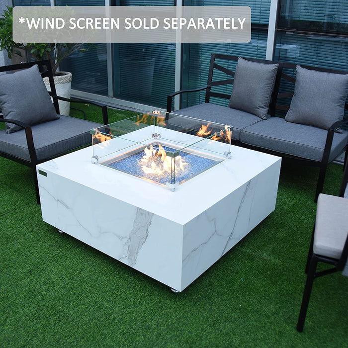 Elementi Plus OFP103BW  Bianco Marble Porcelain Fire Table (Old Version)