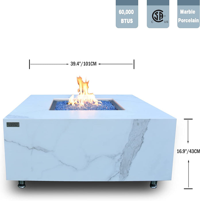 Elementi Plus OFP103BW  Bianco Marble Porcelain Fire Table (Old Version)