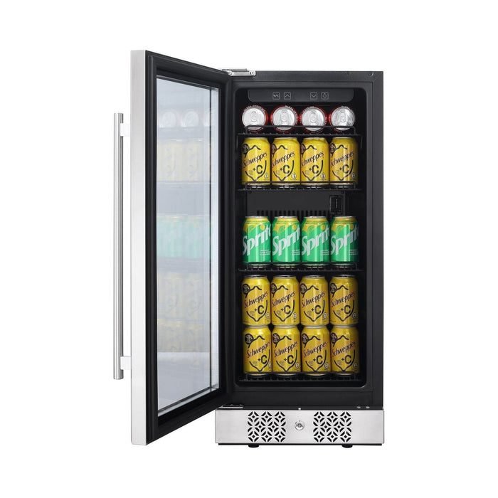 Empava 15 Inch 3 Cu. Ft. 84 Cans Wine Cooler Undercounter Mini Fridge BR01S