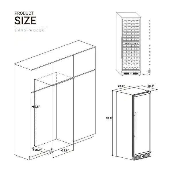 Empava Dual Zone Wine Cooler 70" Tall Wine Fridge WC08D