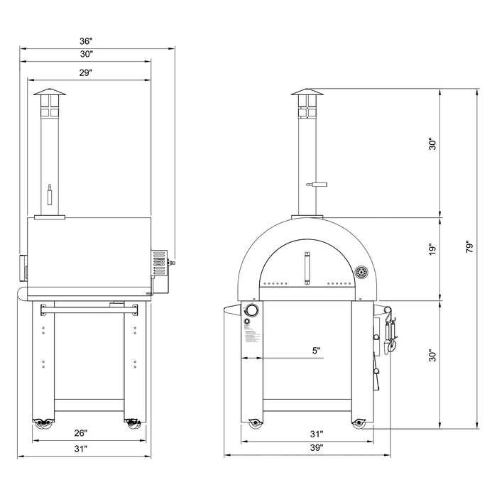 Empava Outdoor Wood Fired and Gas Pizza Oven PG03