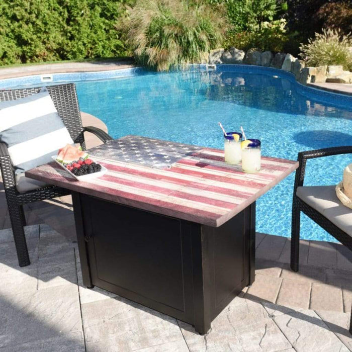 Endless Summer The Americana 40" Rectangular Outdoor LP Gas Fire Pit Table GAD17108ES