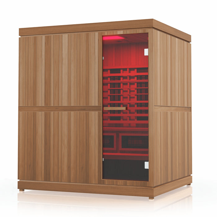 Finnmark FD-5 Trinity XL 4-Person Hybrid Infrared & Traditional Steam Sauna with Red Light Therapy FD-KN005