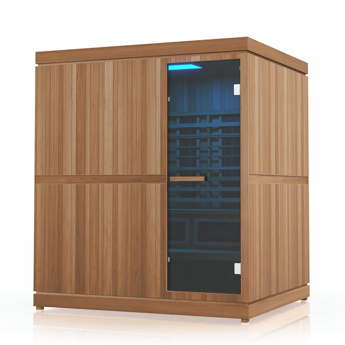 Finnmark FD-5 Trinity XL 4-Person Hybrid Infrared & Traditional Steam Sauna with Red Light Therapy FD-KN005