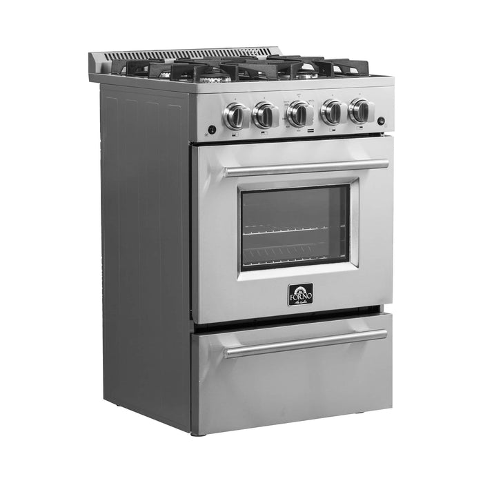 Forno 24-Inch Gas Range with 4 Burners and 38,000 BTUs in Stainless Steel (FFSGS6272-24)