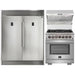 Forno 3-Piece Appliance Package - 30-Inch Dual Fuel Range, 56-Inch Pro-Style Refrigerator & Wall Mount Hood with Backsplash in Stainless Steel