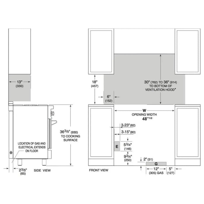 Forno 3-Piece Appliance Package - 48-Inch Gas Range, 56-Inch Pro-Style Refrigerator & Wall Mount Hood with Backsplash in Stainless Steel