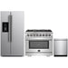 Forno 3-Piece Pro Appliance Package - 36-Inch Dual Fuel Range, Refrigerator with Water Dispenser, & Dishwasher in Stainless Steel