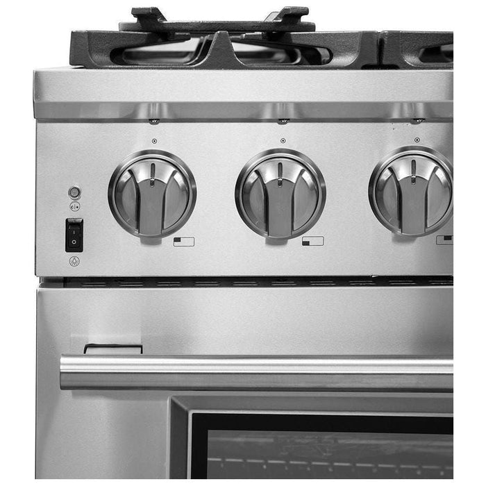 Forno 3-Piece Pro Appliance Package - 36-Inch Dual Fuel Range, Refrigerator with Water Dispenser, & Dishwasher in Stainless Steel