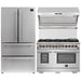 Forno 3-Piece Pro Appliance Package - 48-Inch Dual Fuel Range, Refrigerator, & Wall Mount Hood with Backsplash in Stainless Steel