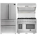 Forno 3-Piece Pro Appliance Package - 48-Inch Gas Range, 36-Inch Refrigerator & Wall Mount Hood with Backsplash in Stainless Steel