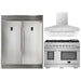 Forno 3-Piece Pro Appliance Package - 48-Inch Gas Range, 56-Inch Pro-Style Refrigerator & Wall Mount Hood in Stainless Steel