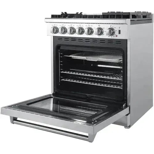 Forno 30" Dual Fuel Range, 60" Refrigerator, Dishwasher and Microwave Drawer Appliance Package