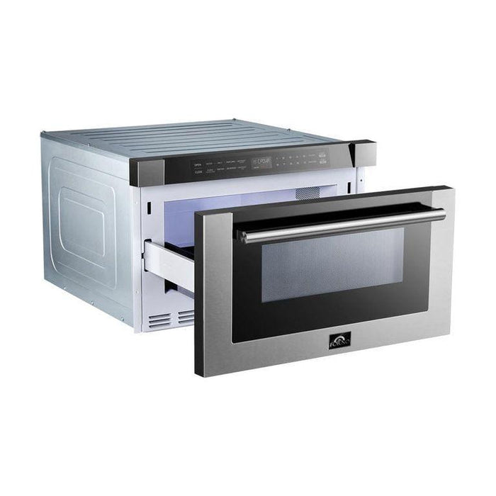 Forno 30" Dual Fuel Range, 60" Refrigerator, Dishwasher and Microwave Drawer Appliance Package