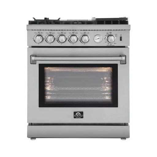 Forno 30" Gas Range, 60" Refrigerator, Dishwasher and Microwave Drawer Appliance Package