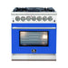 Forno 30-Inch Capriasca Dual Fuel Range with 5 Gas Burners and 240v Electric Oven in Stainless Steel with Blue Door (FFSGS6187-30BLU)