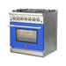 Forno 30-Inch Capriasca Dual Fuel Range with 5 Gas Burners and 240v Electric Oven in Stainless Steel with Blue Door (FFSGS6187-30BLU)