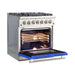 Forno 30-Inch Capriasca Dual Fuel Range with 5 Gas Burners and 240v Electric Oven in Stainless Steel with Blue Door (FFSGS6187-30BLU)